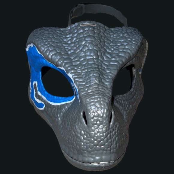 RARE Mattel Jurassic World Dominion VELOCIRAPTOR BLUE Dinosaur Dino Mask - Picture 1 of 4